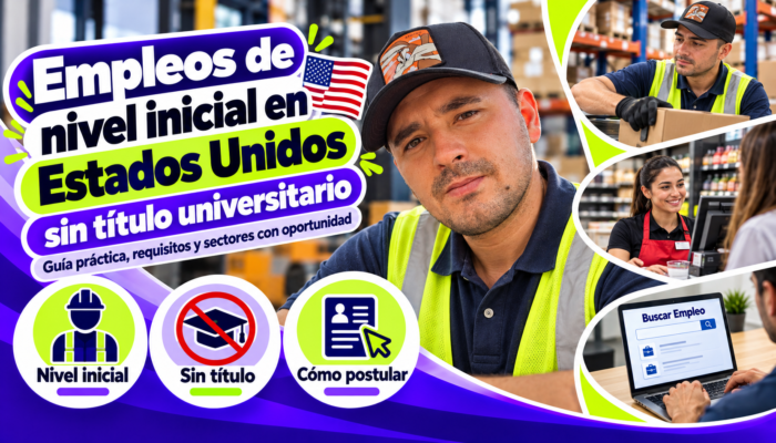 Empleos de nivel inicial en Estados Unidos sin título universitario