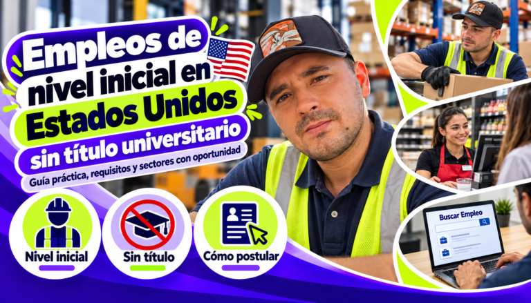 Empleos de nivel inicial en Estados Unidos sin título universitario